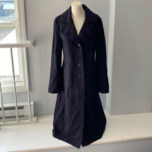 NWT Tory Burch ‘Phoebe’ coat  Sz 10 navy blue, side pockets, button down front.